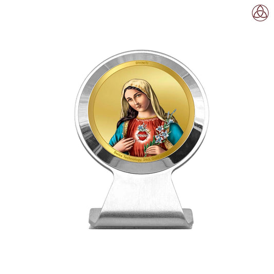Mother Mary | Divine Holy Virgin Mary Car Dashboard & Tabletop Photo Frame in 24K Gold Plated Foil