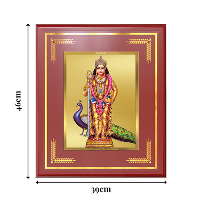Lord Murugan | Divine Warrior God Wall Mount Photo Frame in 24K Gold Plated Foil