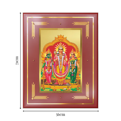 Lord Murugan with Valli | Divine Union Wall Photo Frame in 24K Gold Plated Foil