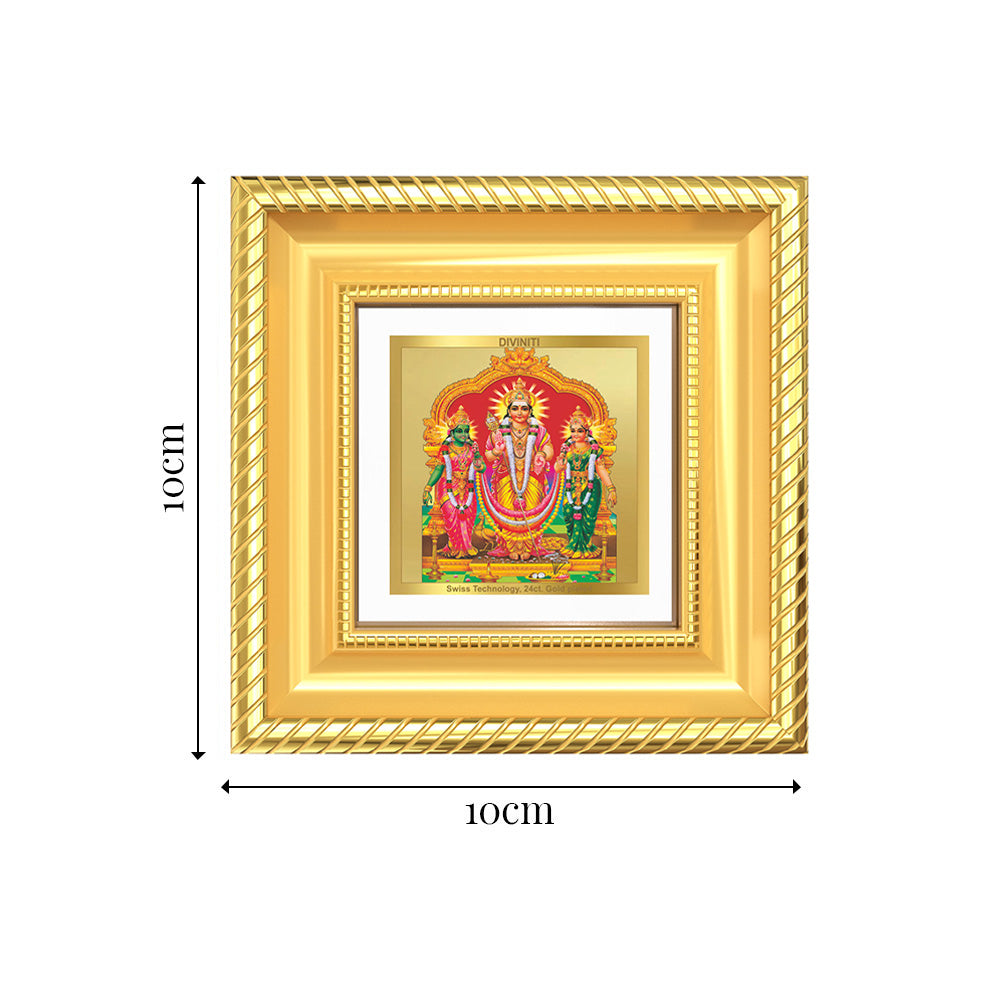 Diviniti Lord Murugan with Valli Tabletop Frame in 24K Gold Plated Foil | Love, Courage & Divine Blessings | DG015S1A (10x10 CM)