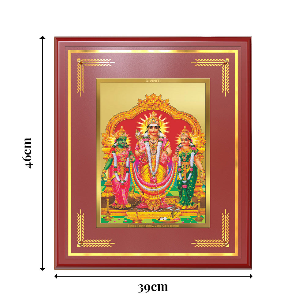 Lord Murugan with Valli | Divine Union Wall & Tabletop Frame in 24K Gold Plated Foil