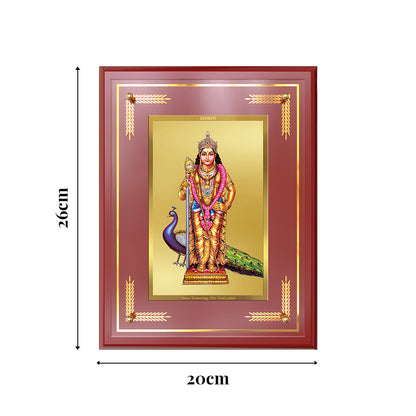 Lord Murugan Kartikeya | Divine Warrior God Wall & Tabletop Photo Frame in 24K Gold Plated Foil