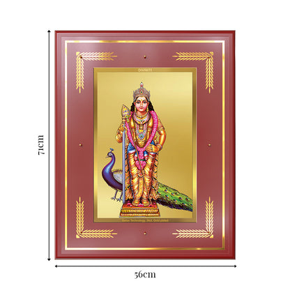 Lord Murugan | Divine Warrior God Wall Mount Photo Frame in 24K Gold Plated Foil