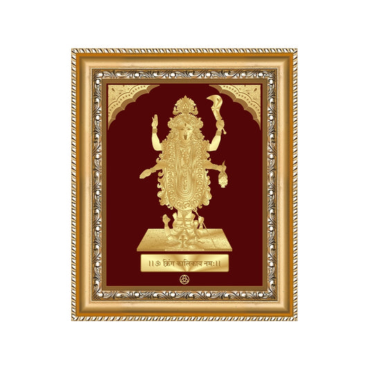Maa Kali | Fierce Goddess of Power & Transformation Gold on Gold Wall Hanging Frame in 24K Gold Plated Foil