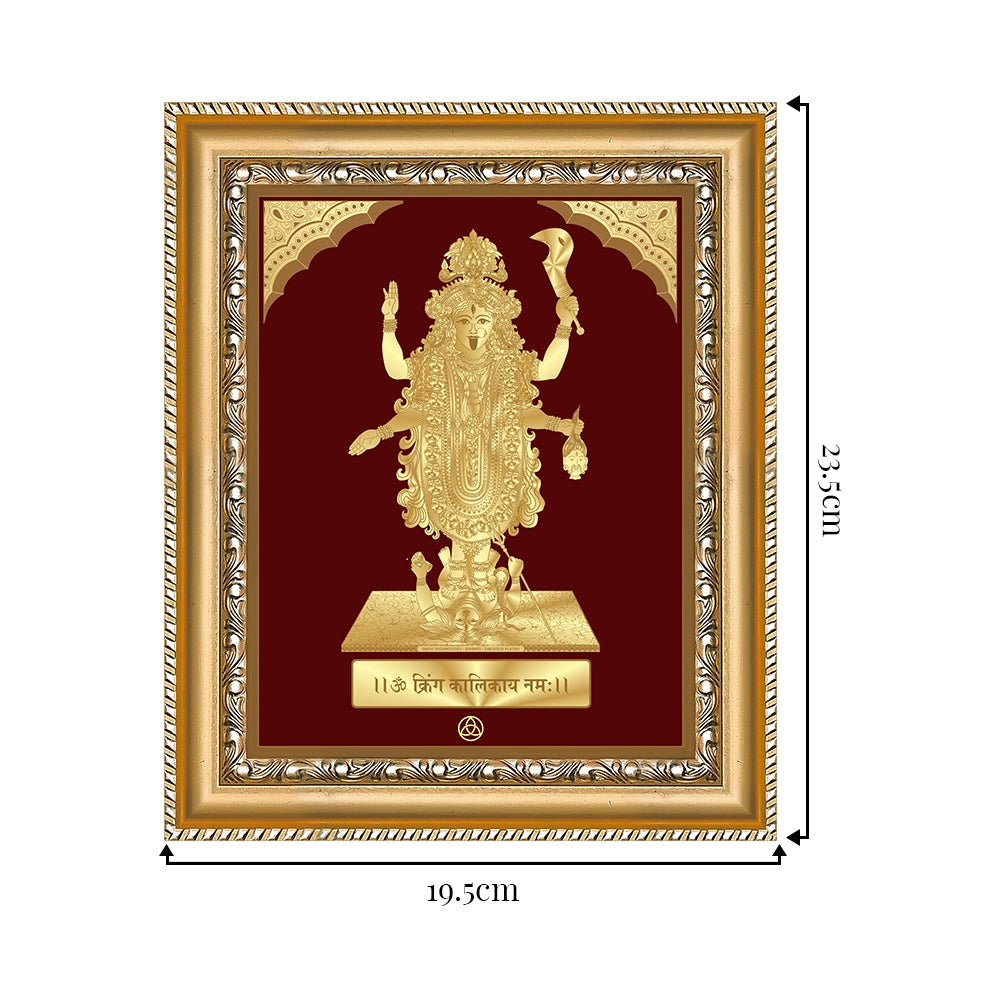 Maa Kali | Fierce Goddess of Power & Transformation Gold on Gold Wall Hanging Frame in 24K Gold Plated Foil