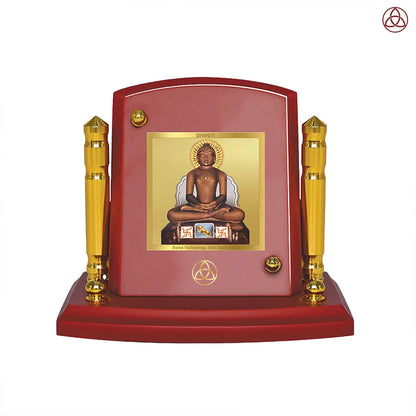 Lord Mahavira | Jain Tirthankara Car Dashboard Frame in 24K Gold Plated Foil