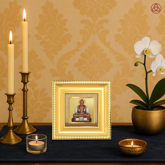Lord Mahavira | Jain Tirthankara Tabletop Frame in 24K Gold Plated Foil