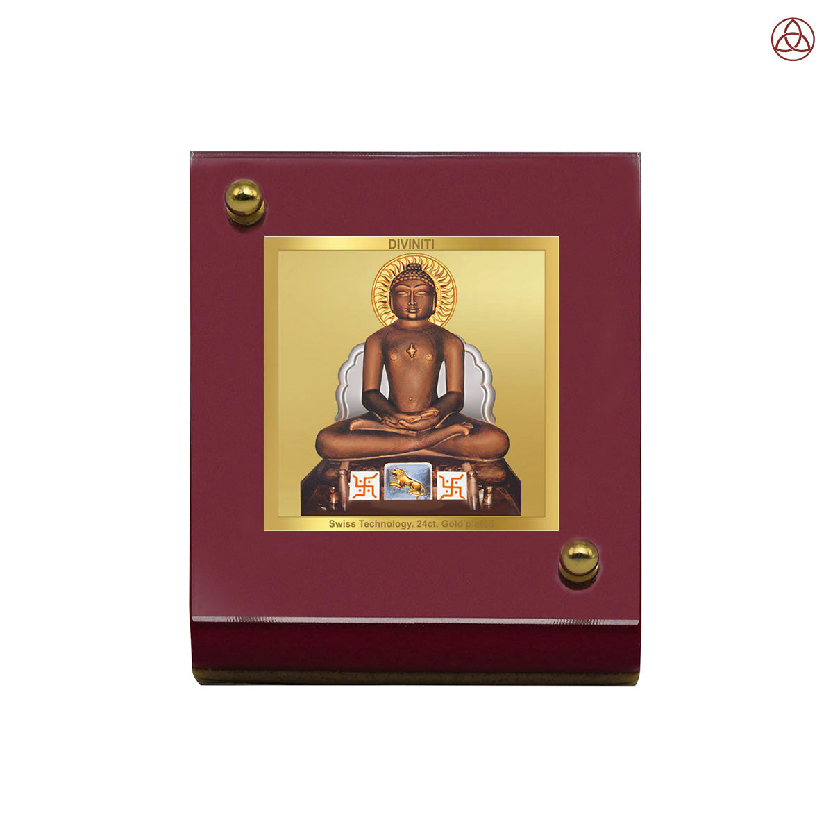 Mahavira | Divine Jain Tirthankar Car Dashboard & Tabletop Photo Frame in 24K Gold Plated Foil