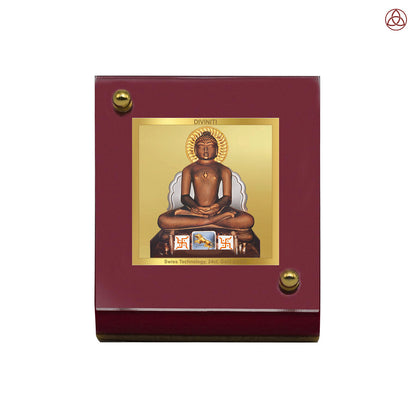Mahavira | Divine Jain Tirthankar Car Dashboard & Tabletop Photo Frame in 24K Gold Plated Foil