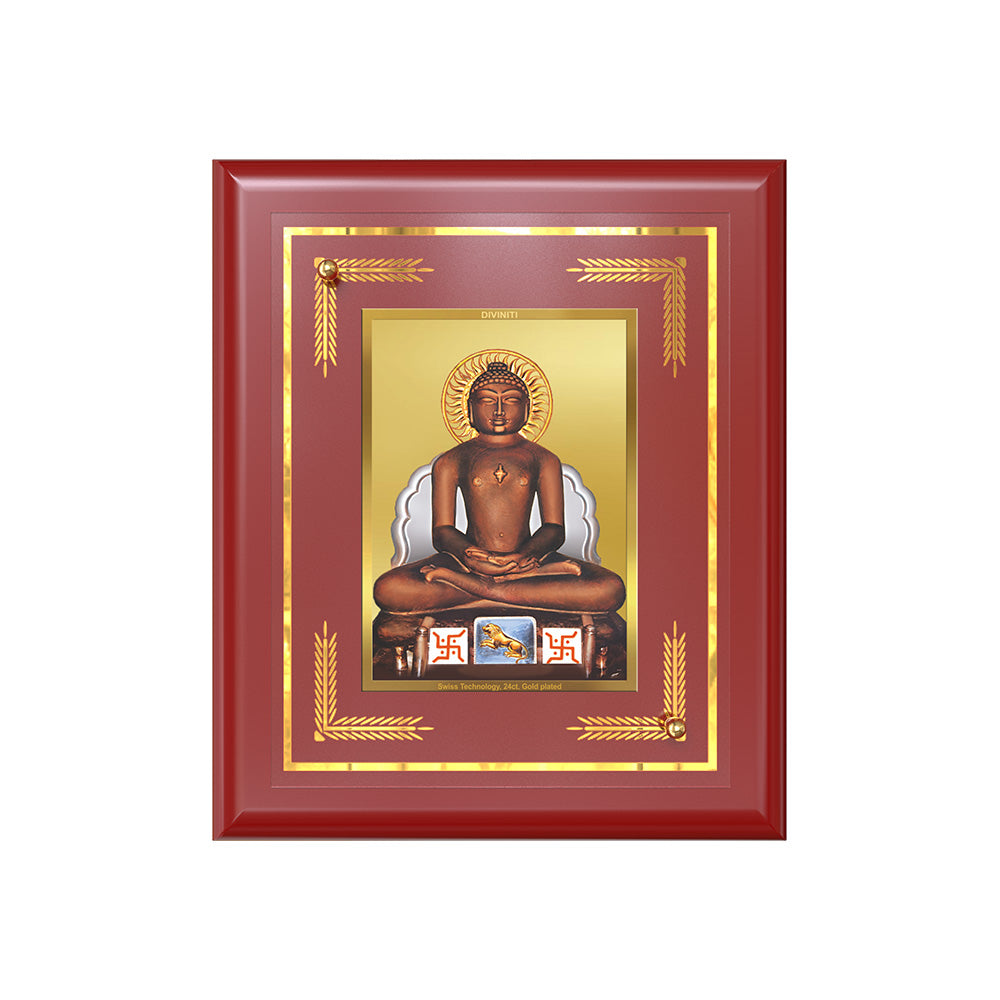 Lord Mahavira | Jain Tirthankara Wall & Tabletop Frame in 24K Gold Plated Foil