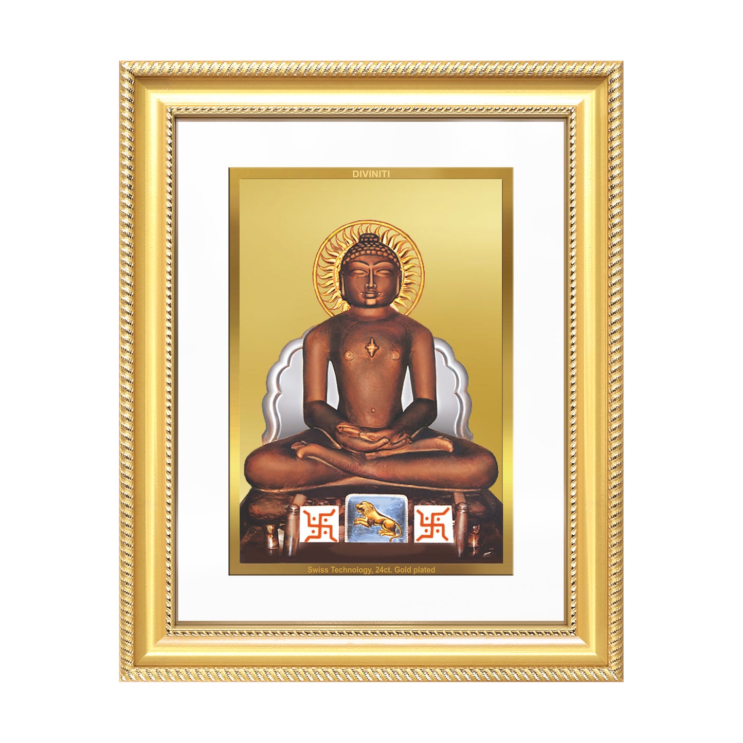 Lord Mahavira | Jain Tirthankara Wall Mount Photo Frame in 24K Gold Plated Foil