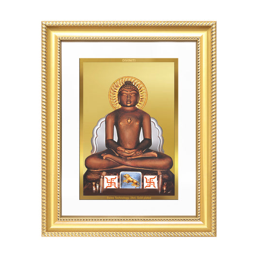 Lord Mahavira | Jain Tirthankara Wall Mount Photo Frame in 24K Gold Plated Foil