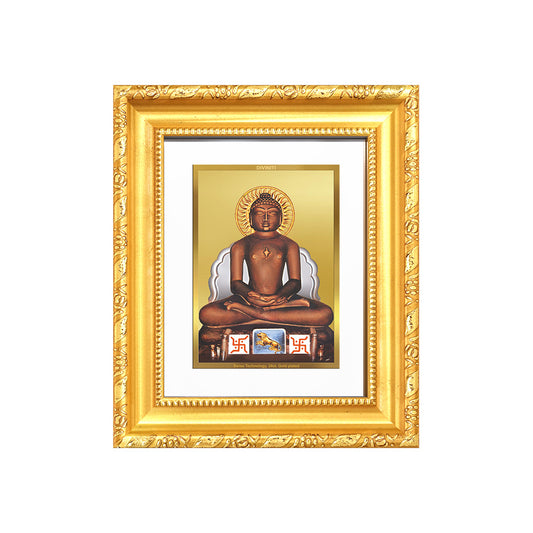Lord Mahavira | Jain Tirthankara Wall & Tabletop Frame in 24K Gold Plated Foil