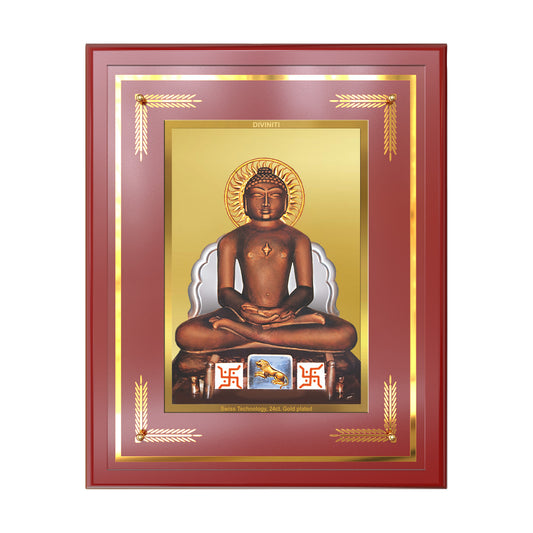 Lord Mahavira | Jain Tirthankara Wall Mount Photo Frame in 24K Gold Plated Foil