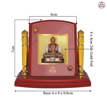 Lord Mahavira | Jain Tirthankara Car Dashboard Frame in 24K Gold Plated Foil