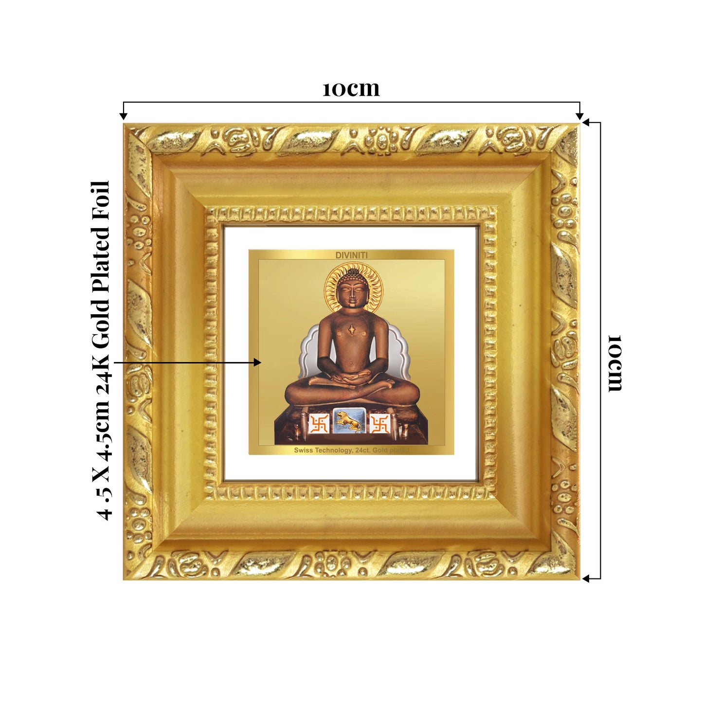 Lord Mahavira | Jain Tirthankara Tabletop Frame in 24K Gold Plated Foil
