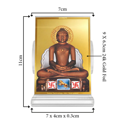 Lord Mahavira | Jain Tirthankara Car Dashboard Frame in 24K Gold Plated Foil