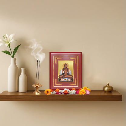 Lord Mahavira | Jain Tirthankara Wall & Tabletop Frame in 24K Gold Plated Foil