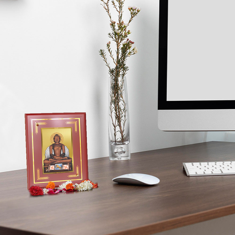 Lord Mahavira | Jain Tirthankara Wall and Tabletop Photo Frame in 24K Gold Plated Foil