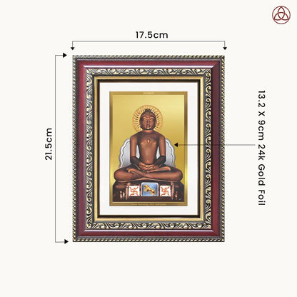 Lord Mahavira | Jain Tirthankara Wall & Tabletop Photo Frame in 24K Gold Plated Foil