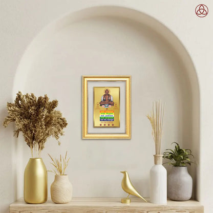 Lord Mahavira with Namokar Mantra | Jain Tirthankara Wall Photo Frame in 24K Gold Plated Foil