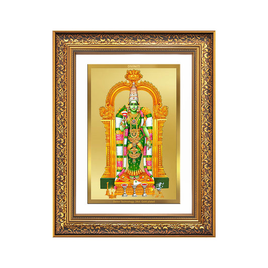 Goddess Meenakshi | Divine Warrior Goddess of Madurai Wall Photo Frame in 24K Gold Plated Foil