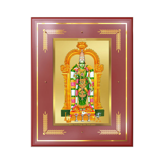 Goddess Meenakshi | Divine Warrior Goddess of Madurai Wall Photo Frame in 24K Gold Plated Foil