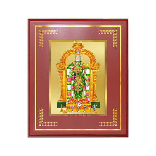 Goddess Meenakshi | Divine Warrior Goddess of Madurai Wall & Tabletop Frame in 24K Gold Plated Foil