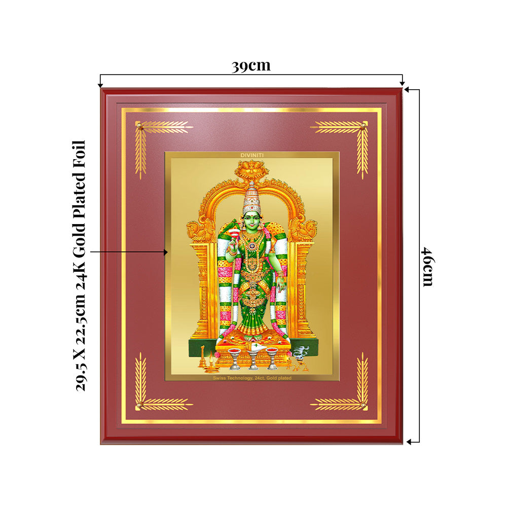 Goddess Meenakshi | Divine Warrior Goddess of Madurai Wall & Tabletop Frame in 24K Gold Plated Foil
