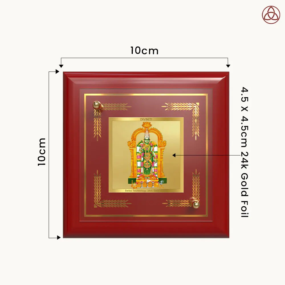 Goddess Meenakshi | Divine Warrior Goddess of Madurai Tabletop Frame in 24K Gold Plated Foil