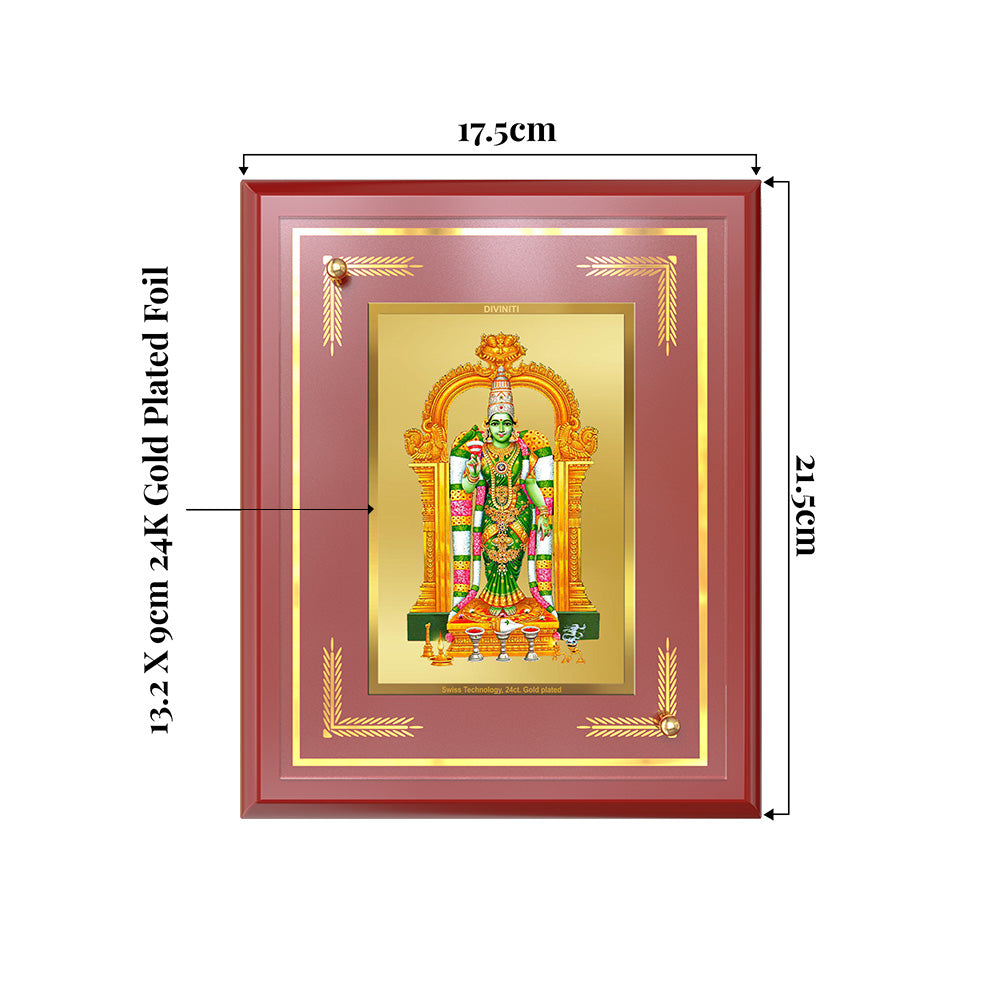 Goddess Meenakshi | Divine Warrior Goddess of Madurai Wall and Tabletop Photo Frame in 24K Gold Plated Foil