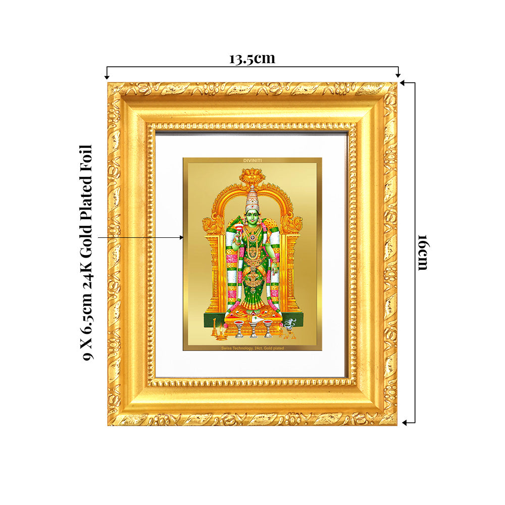 Goddess Meenakshi | Divine Warrior Goddess of Madurai Wall & Tabletop Frame in 24K Gold Plated Foil