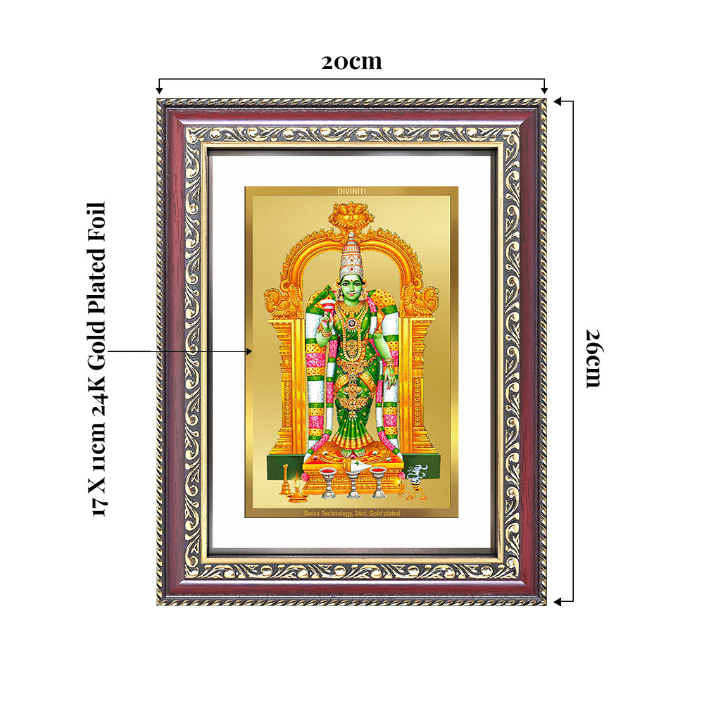 Goddess Meenakshi | Divine Warrior Goddess of Madurai Wall and Tabletop Photo Frame in 24K Gold Plated Foil