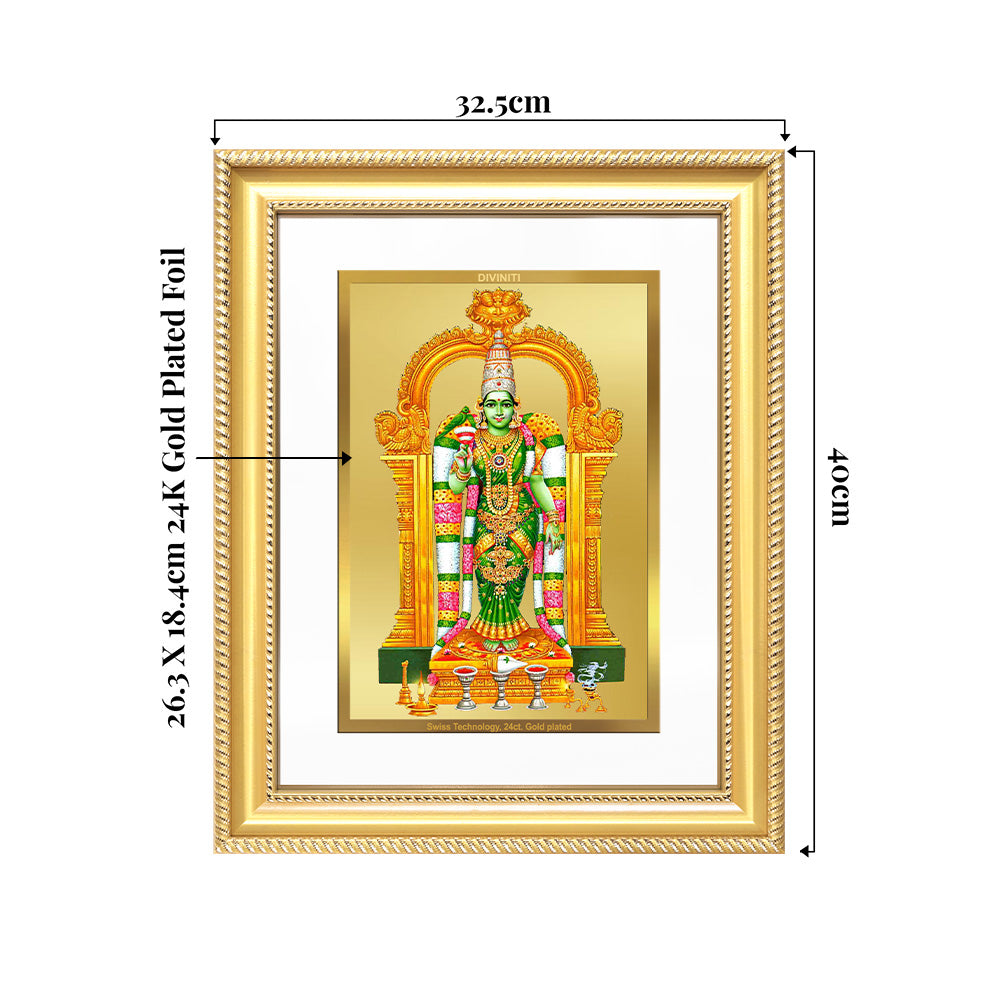 Goddess Meenakshi | Divine Warrior Goddess of Madurai Wall & Tabletop Frame in 24K Gold Plated Foil