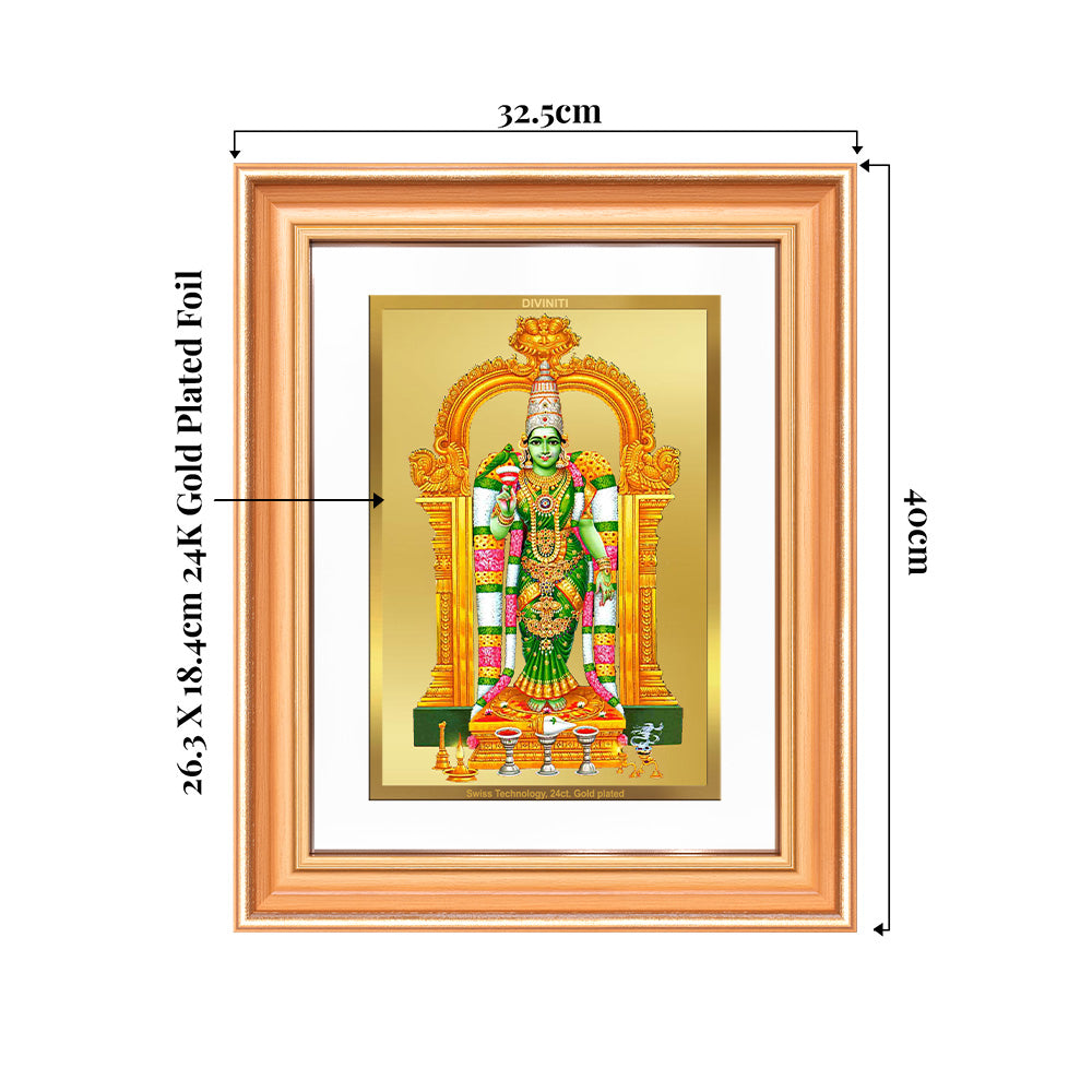 Goddess Meenakshi | Divine Warrior Goddess of Madurai Wall & Tabletop Frame in 24K Gold Plated Foil