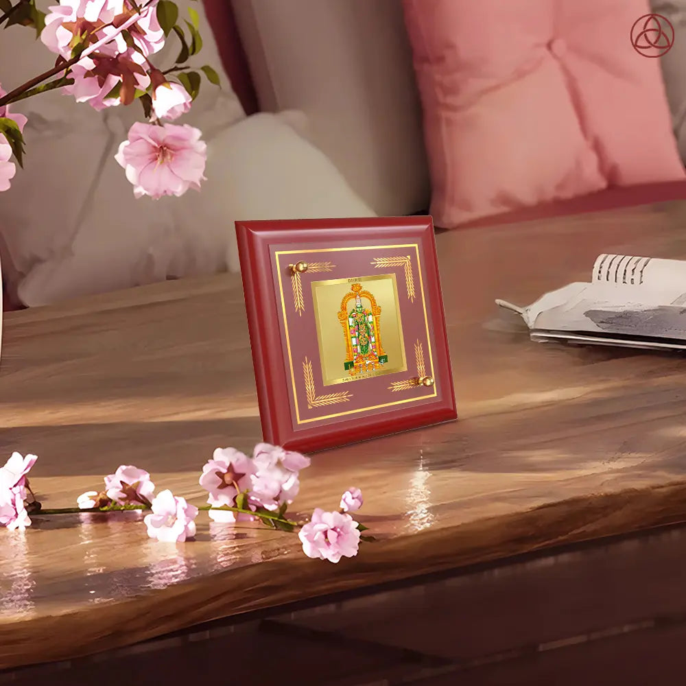 Goddess Meenakshi | Divine Warrior Goddess of Madurai Tabletop Frame in 24K Gold Plated Foil