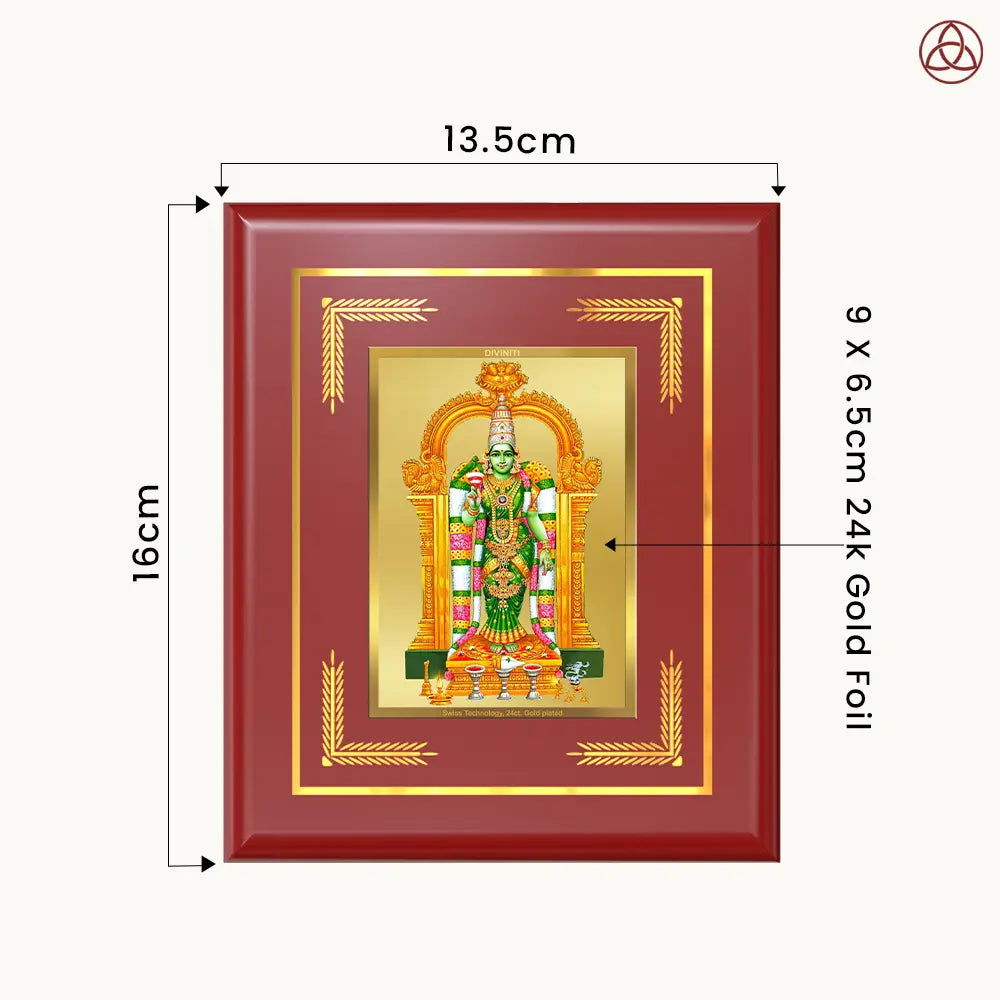 Goddess Meenakshi | Divine Warrior Goddess of Madurai Wall & Tabletop Photo Frame in 24K Gold Plated Foil