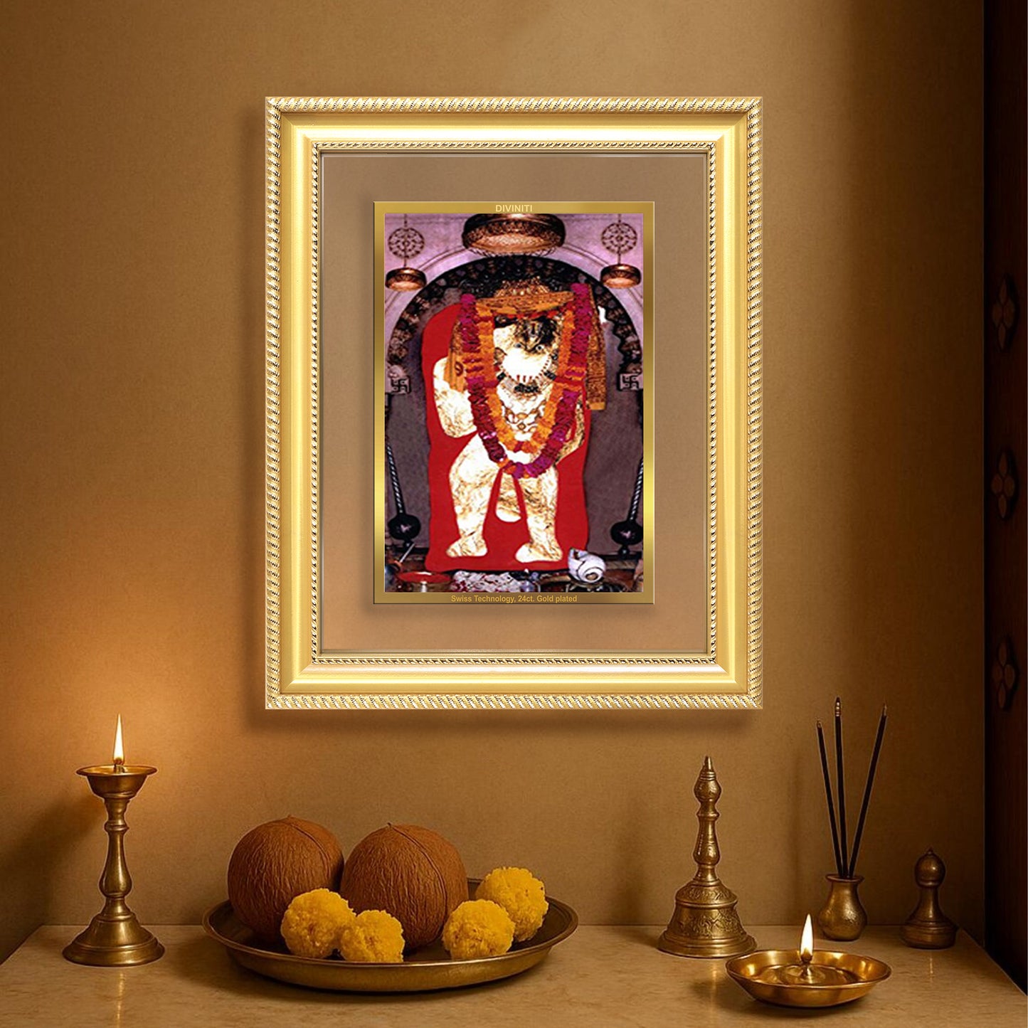 Mehandipur Balaji | Divine Hanuman of Healing and Protection Wall & Tabletop Frame in 24K Gold Plated Foil