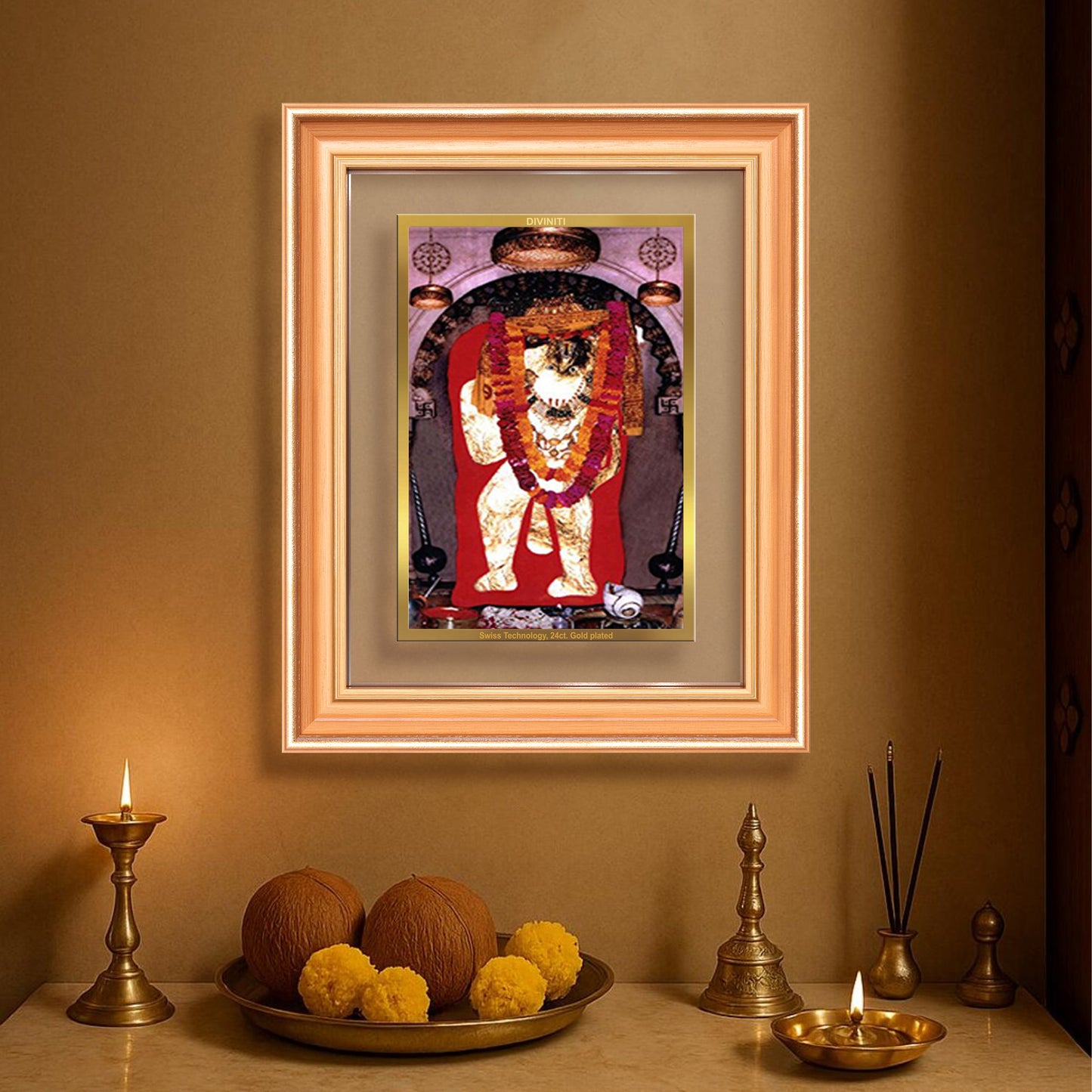 Mehandipur Balaji | Divine Hanuman of Healing and Protection Wall & Tabletop Frame in 24K Gold Plated Foil