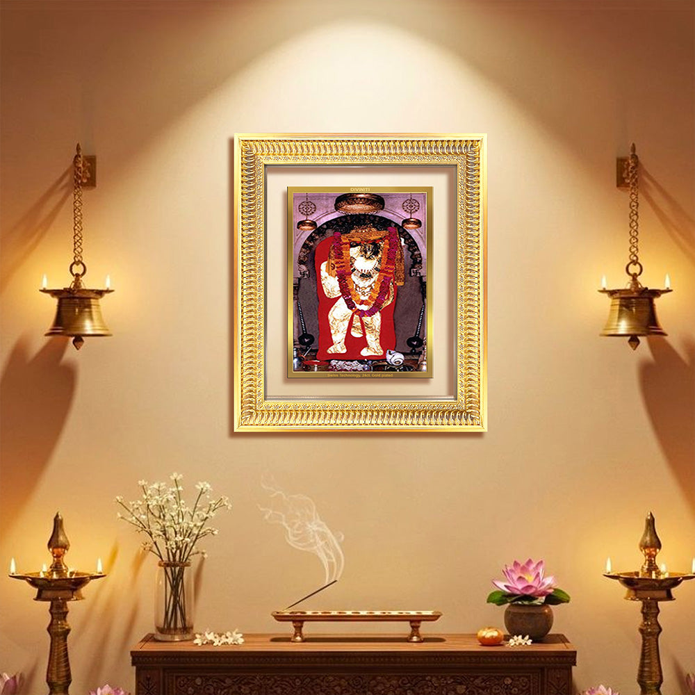 Mehandipur Balaji wall and tabletop frame in gold plating, evoking divine protection and healing.