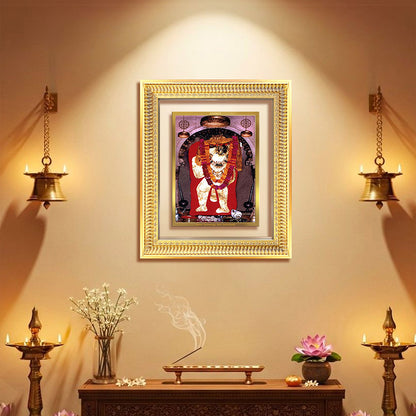 Mehandipur Balaji wall and tabletop frame in gold plating, evoking divine protection and healing.