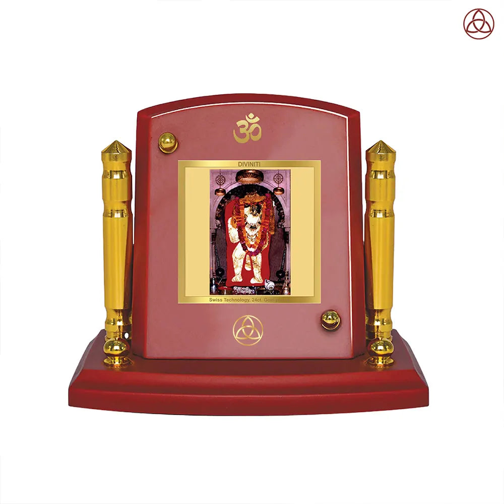 Mehandipur Balaji | Divine Hanuman of Healing and Protection Car Dashboard Frame in 24K Gold Plated Foil