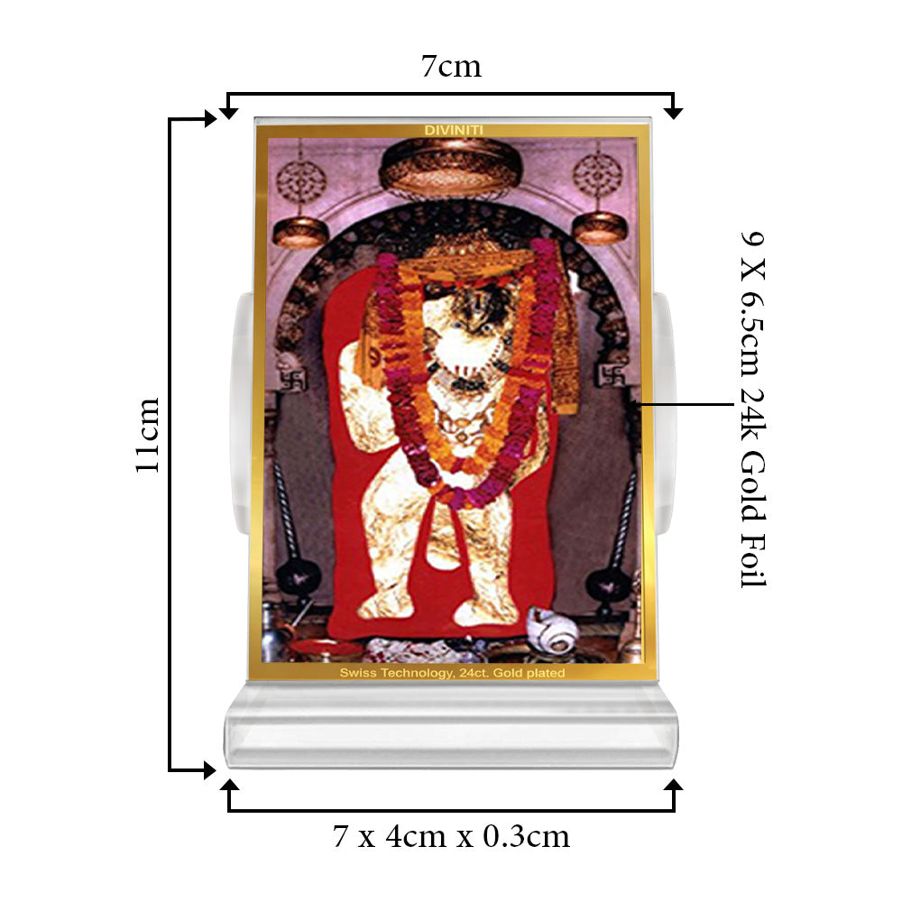 Mehandipur Balaji | Divine Hanuman of Healing and Protection Car Dashboard Frame in 24K Gold Plated Foil