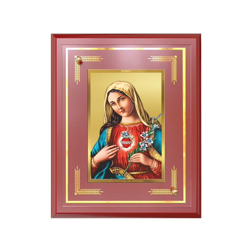 Mother Mary | Blessed Virgin Wall and Tabletop Photo Frame in 24K Gold Plated Foil