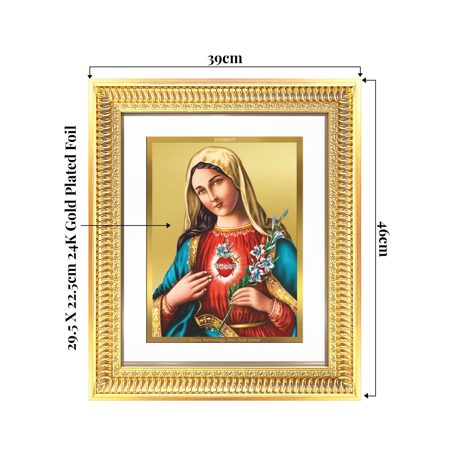 Mother Mary | Blessed Virgin Wall Mount Photo Frame in 24K Gold Plated Foil