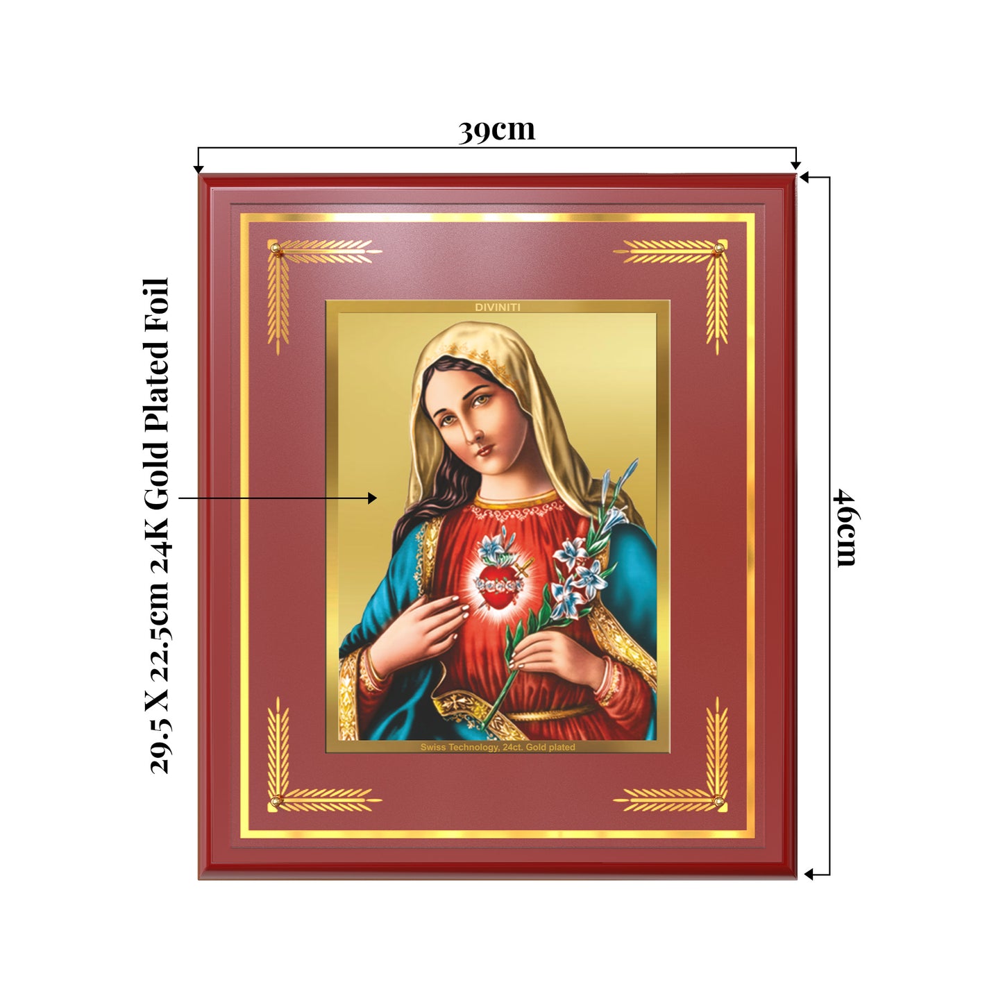 Mother Mary | Blessed Virgin Wall Mount Photo Frame in 24K Gold Plated Foil