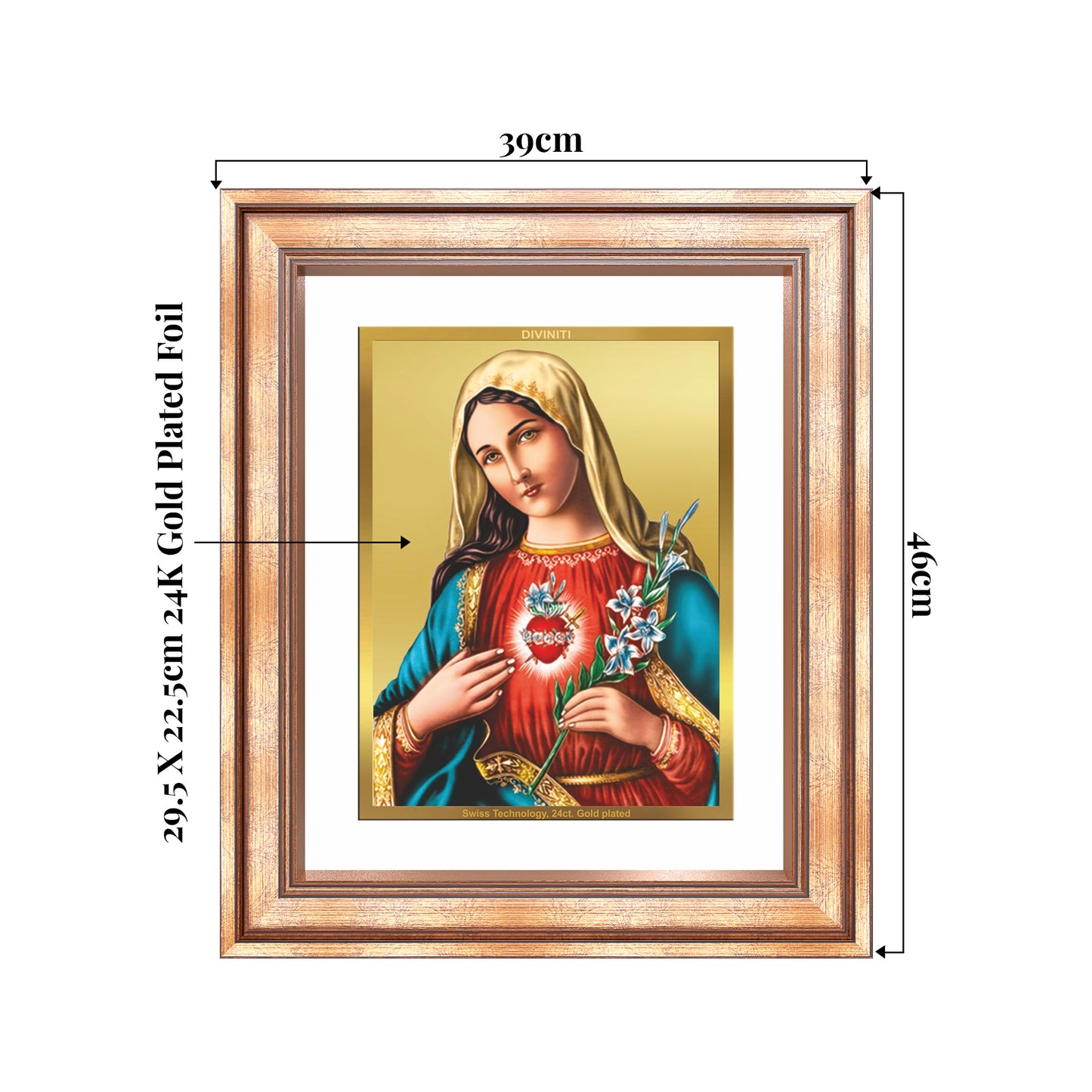 Mother Mary | Blessed Virgin Wall Mount Photo Frame in 24K Gold Plated Foil