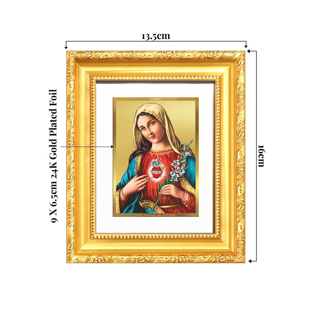 Mother Mary | Blessed Virgin Wall & Tabletop Frame in 24K Gold Plated Foil
