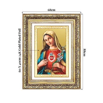 Mother Mary | Blessed Virgin Wall Mount Photo Frame in 24K Gold Plated Foil