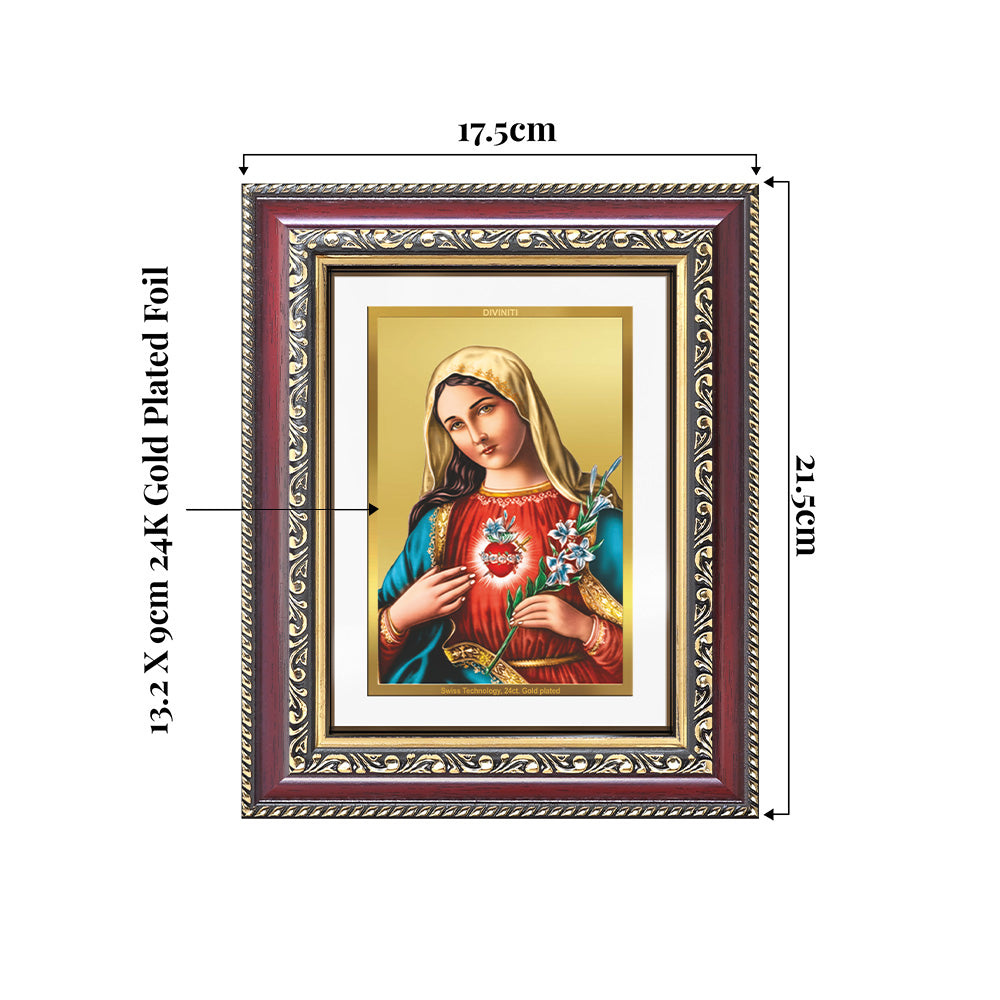 Mother Mary | Blessed Virgin Wall and Tabletop Photo Frame in 24K Gold Plated Foil